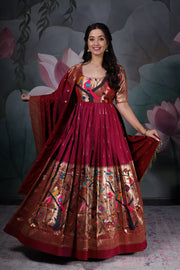 Deep Maroon Paithini Dress