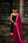 Tamizh Black Sleeveless Chettinad Cotton Kurti Set ( Set of 2 )