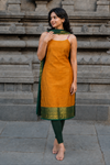Poonguzhali Mustard Sleeveless Chettinad Cotton Kurti Set ( Set of 2 )