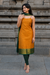 Poonguzhali Mustard Sleeveless Chettinad Cotton Kurti Set ( Set of 2 )