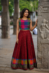 Thendral Maroon Sleeveless Croptop and Skirt (Set of 2 )