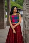 Thendral Maroon Sleeveless Croptop and Skirt (Set of 2 )