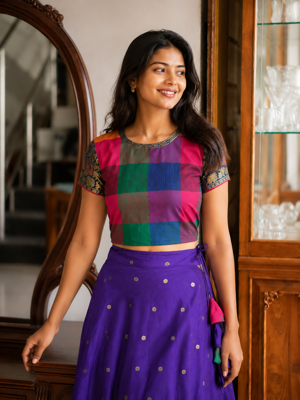 Thendral Violet Croptop and Skirt ( Set of 2 )