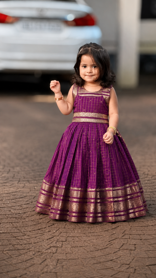 Malathi Pink Checks Lehenga Mini (Set of 2 )