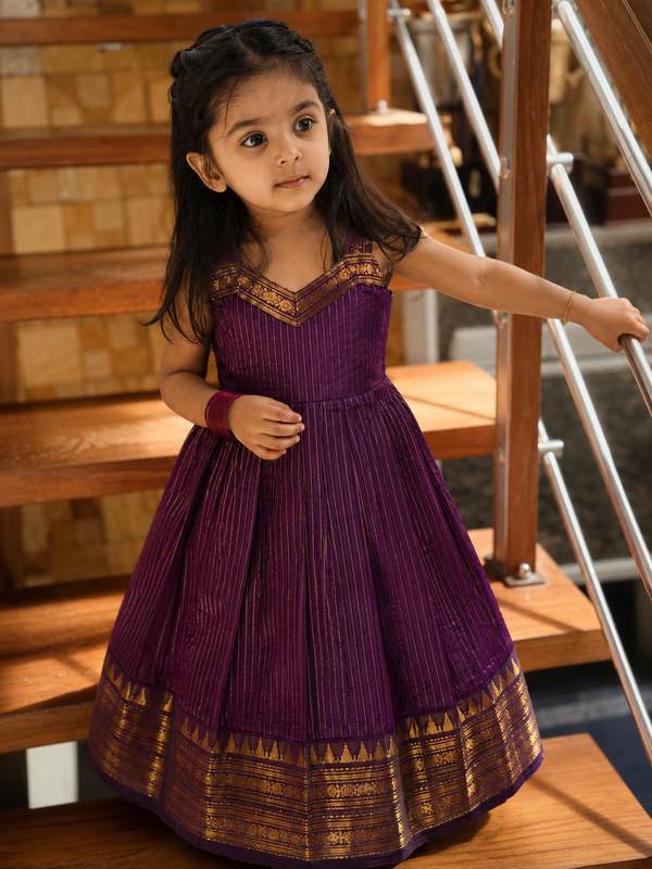 Kanimozhi Wine Chettinad Cotton Frock Mini