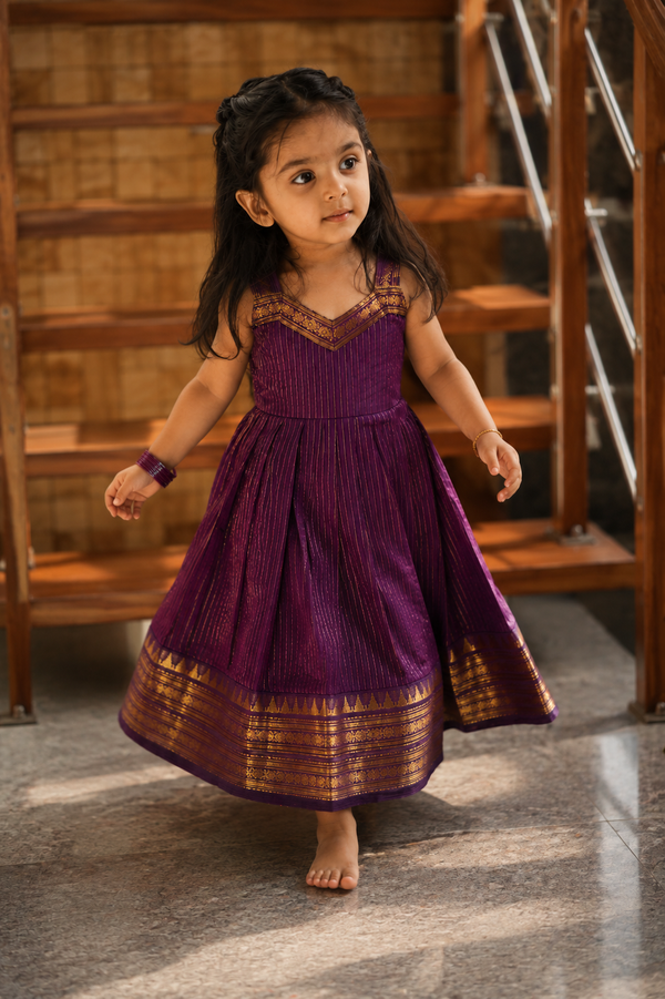 Kanimozhi Wine Chettinad Cotton Frock Mini