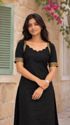 Venmathi Black Mangalagiri Cotton Kurti Set (Set of 2)