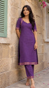 Venmathi Violet Mangalagiri Cotton Kurti Set (Set of 2)