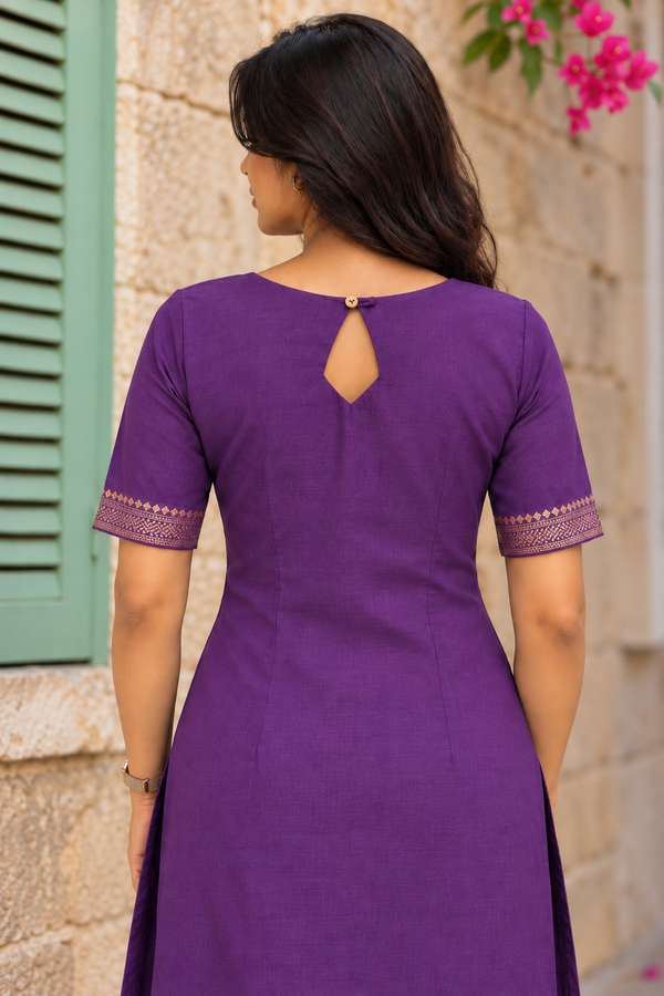 Venmathi Violet Mangalagiri Cotton Kurti Set (Set of 2)