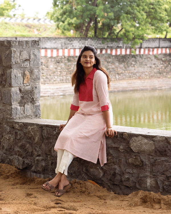 Brick Checks Aline Kurta (PR)