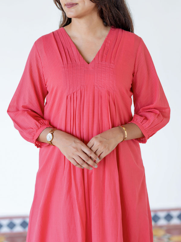 Tomato Tint Handloom A-line Kurta (PR)