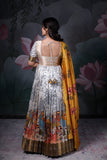 Kalamkari printed dress with Zari border and yellow dupatta (FW)