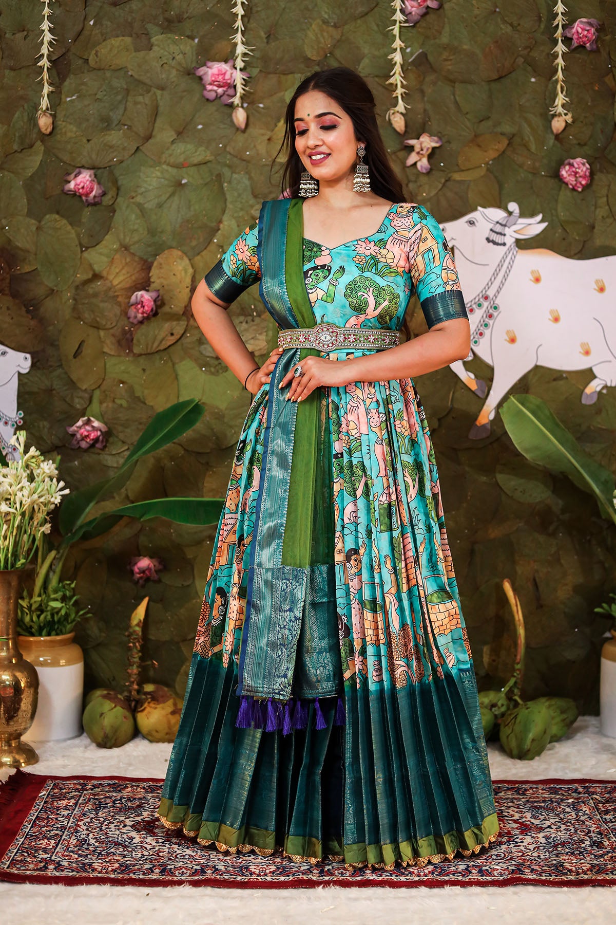 Teal Banarasi silk  Dress