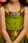 Prisha Olive Green Kids Pattu Pavadai Mini