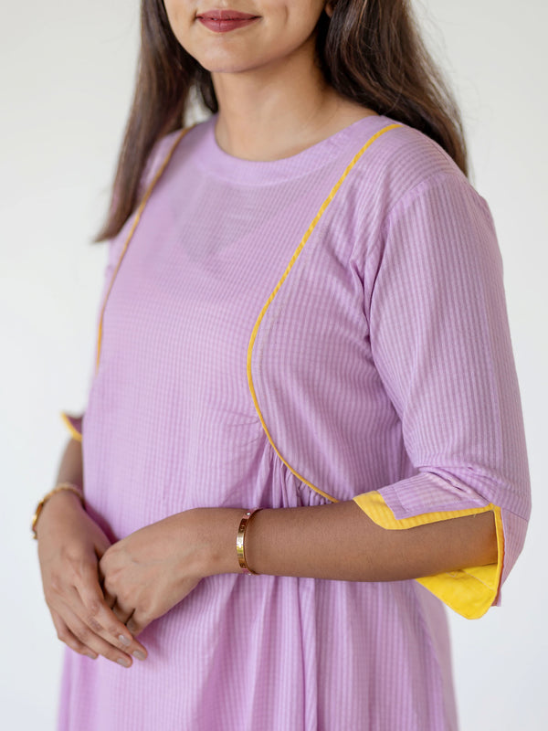 Lavender Lychee Handloom A-Line Kurta (PR)