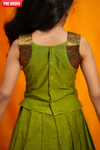 Prisha Olive Green Kids Pattu Pavadai Mini