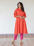 Handloom Saffron Swing A-Line Kurta (PR)