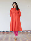 Handloom Saffron Swing A-Line Kurta (PR)