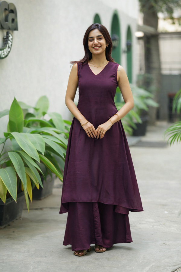 Nandhitha Wine Kurta Set ( Set of 2)