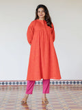 Handloom Saffron Swing A-Line Kurta (PR)
