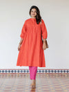 Handloom Saffron Swing A-Line Kurta (PR)