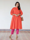 Handloom Saffron Swing A-Line Kurta (PR)