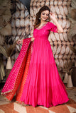 Hot Pink Georgette Anarkali Dress
