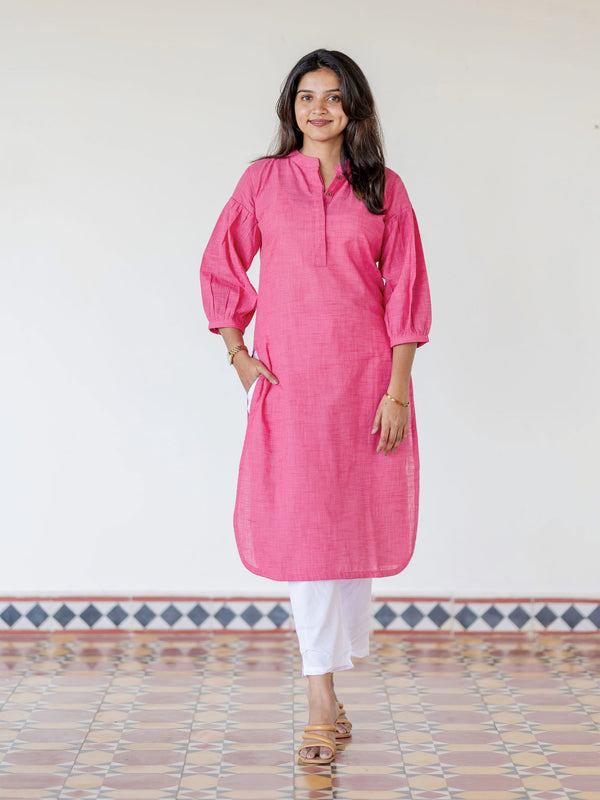 Lotus Pink Handloom Kurta (PR)