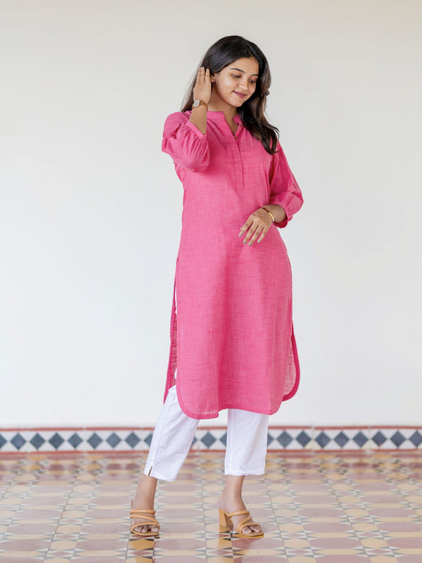 Lotus Pink Handloom Kurta (PR)