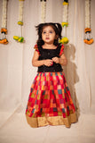 Vamsi Black Top with Multicolor Skirt Mini