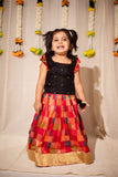 Vamsi Black Top with Multicolor Skirt Mini