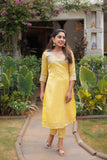 Iva Pastel yellow kurta set (Set of 2)