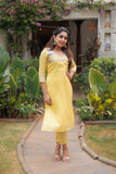 Iva Pastel yellow kurta set (Set of 2)