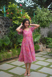 Myra pink floral georgette dress