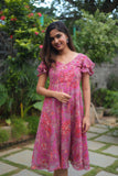 Myra pink floral georgette dress