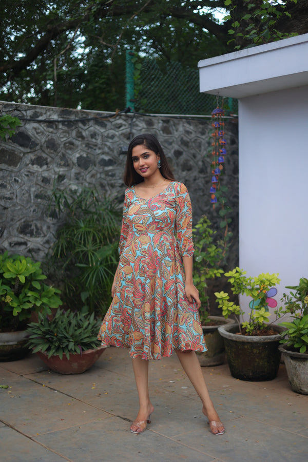 GRG - Myra Aqua Paisley Dress - S only