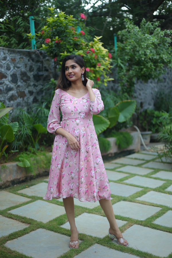 GRG - Myra light pink georgette dress - S only