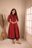 Raiza Maroon & Black Co-ord Set