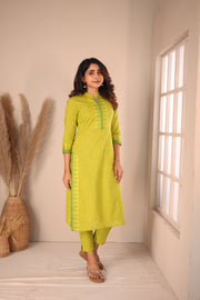 Rithi Lemon Yellow & Green Kurti Set