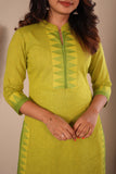 Rithi Lemon Yellow & Green Kurti Set