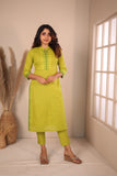 Rithi Lemon Yellow & Green Kurti Set