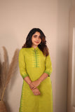 Rithi Lemon Yellow & Green Kurti Set