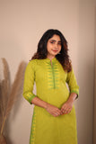 Rithi Lemon Yellow & Green Kurti Set