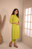 Rithi Lemon Yellow & Green Kurti Set