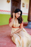 Aadhya Maroon Banaras Brocade Dress