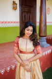 Aadhya Maroon Banaras Brocade Dress