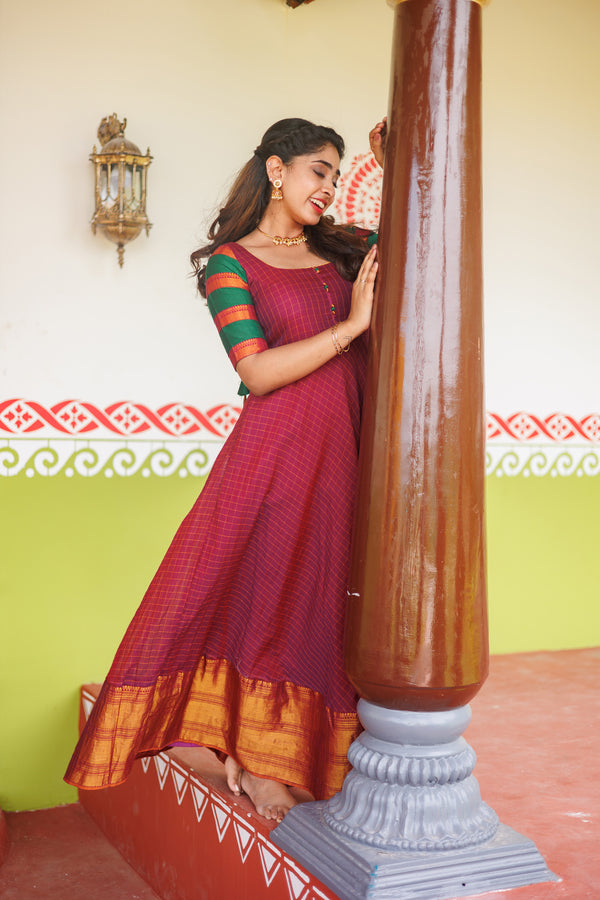 Sahana Magenta Narayanpet Cotton Dress