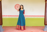 Sahana Teal Narayanpet Cotton Dress