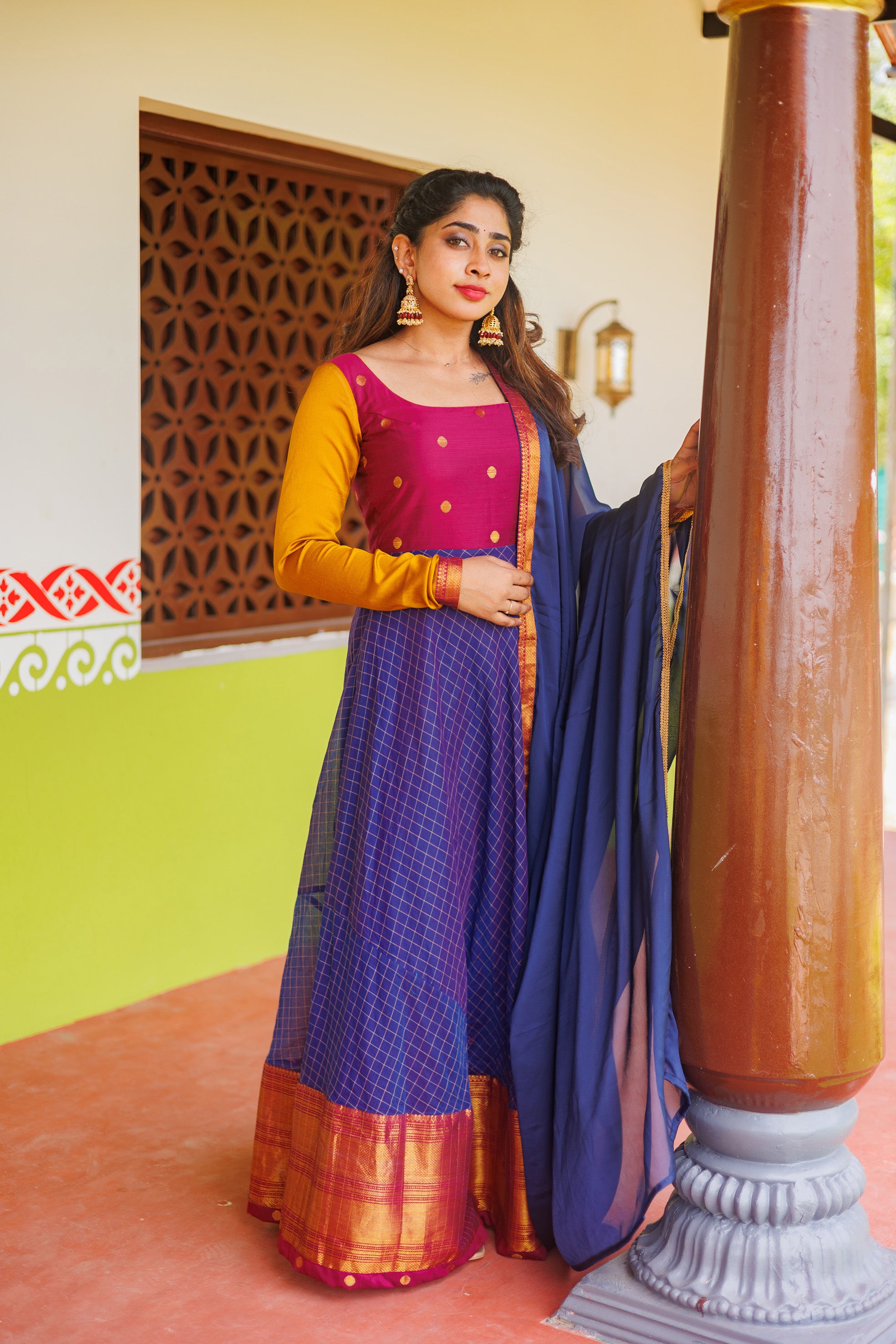 Inbha Blue with Magenta Dress (Set of 2)