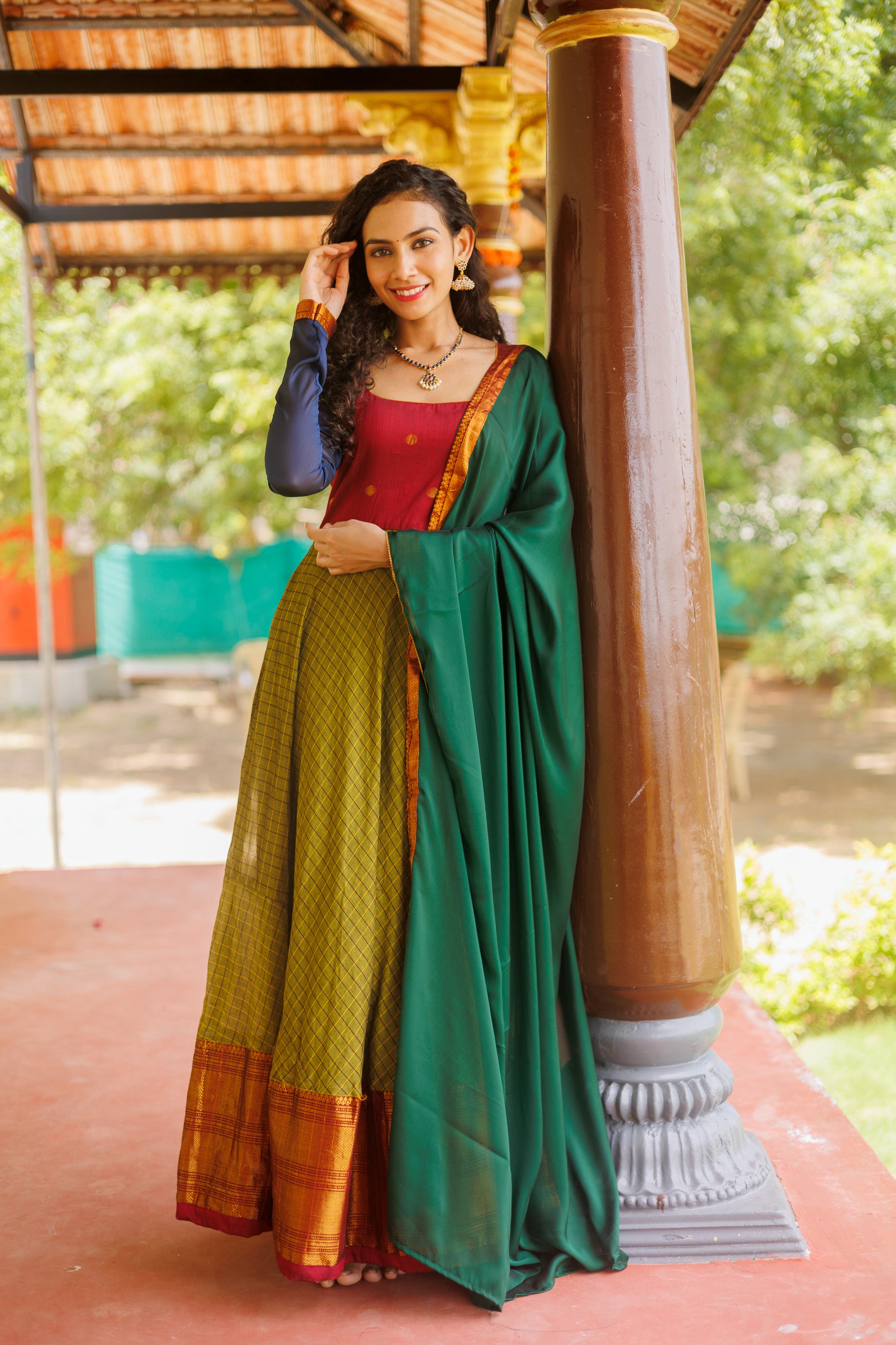 Inbha Green with Maroon Dress (Set of 2)
